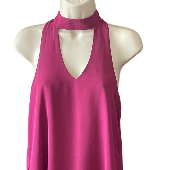 Lulus Groove Thing Magenta Swing Dress Women's Size S Maroon Burgundy High Neck - Picture 3 of 9